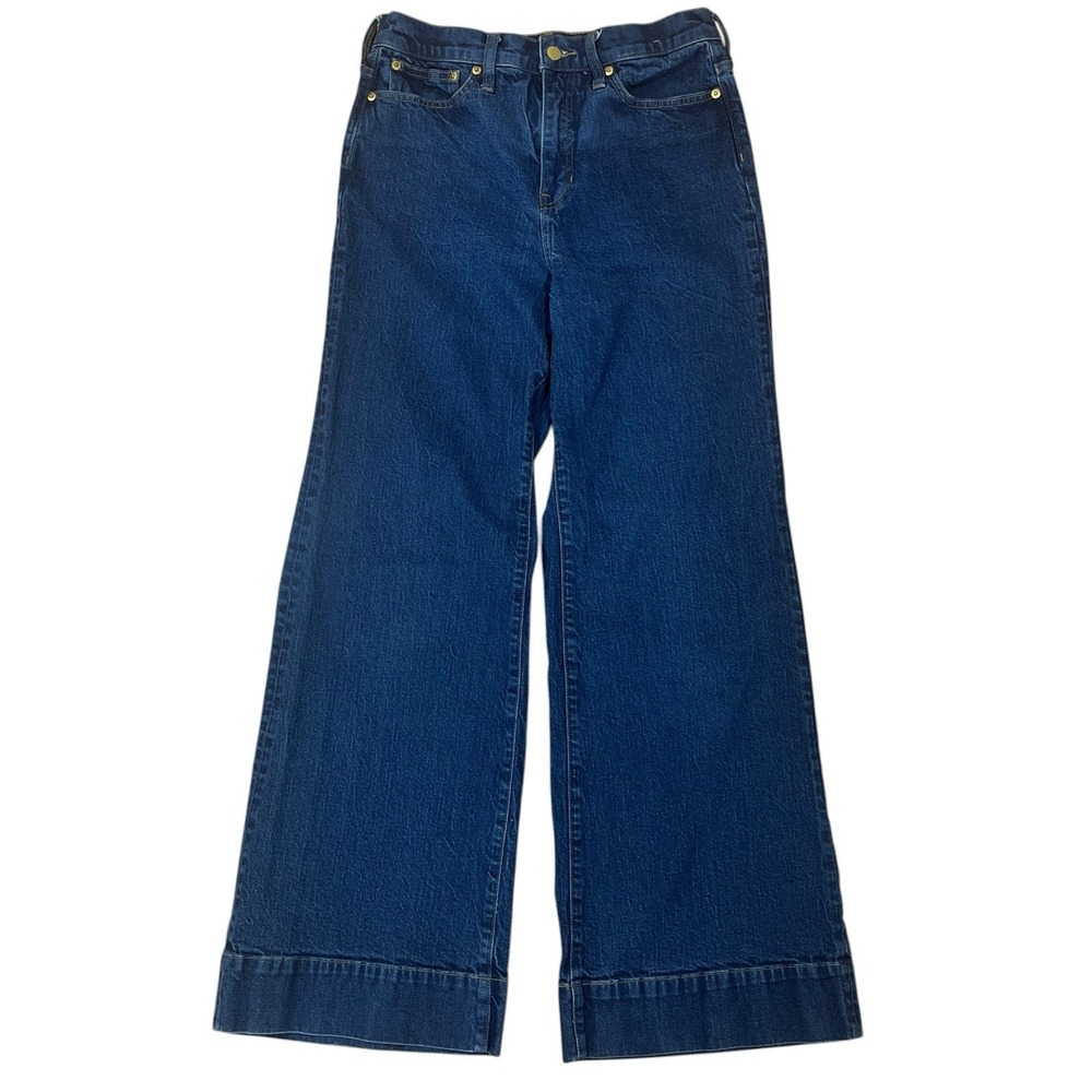 J. Crew '96 Denim Trousers Women 28 (Fits 29x31) Blue Wide Leg High Rise Jeans‎